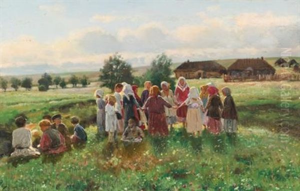 Children At Play Oil Painting by Vladimir Egorovich Makovsky