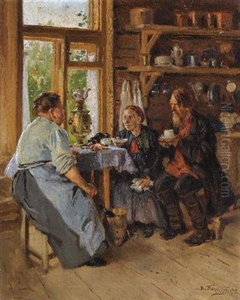 Visiting The Cook Oil Painting by Vladimir Egorovich Makovsky