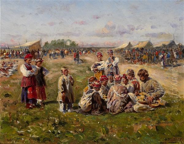 The Village Fair Oil Painting by Vladimir Egorovich Makovsky