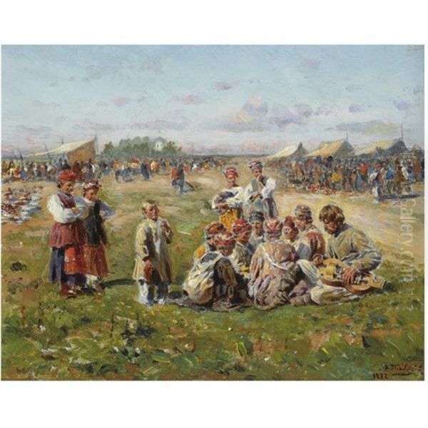 The Village Fair Oil Painting by Vladimir Egorovich Makovsky