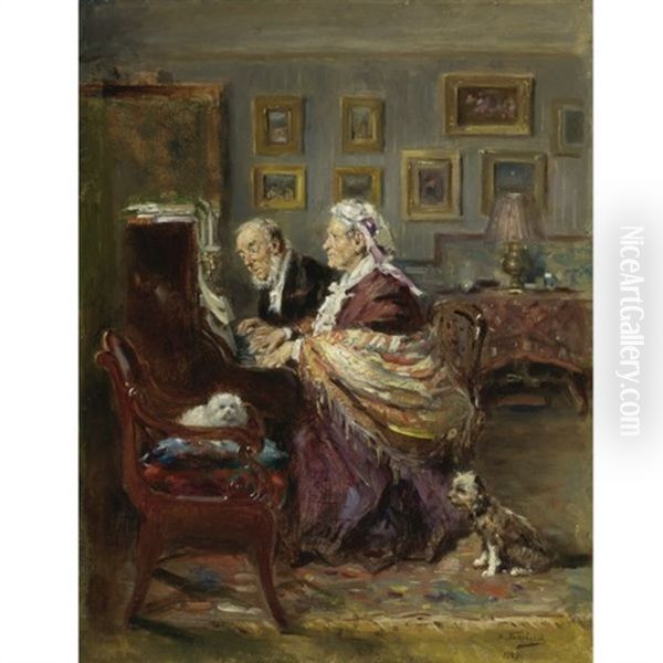 Four Hands Oil Painting by Vladimir Egorovich Makovsky