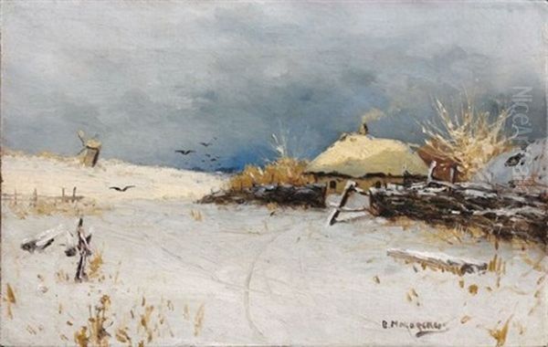 Datcha Sous La Neige Oil Painting by Vladimir Egorovich Makovsky