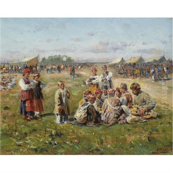 The Village Fair Oil Painting by Vladimir Egorovich Makovsky