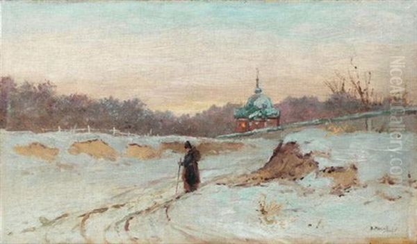 Personnage Dans La Neige Oil Painting by Vladimir Egorovich Makovsky