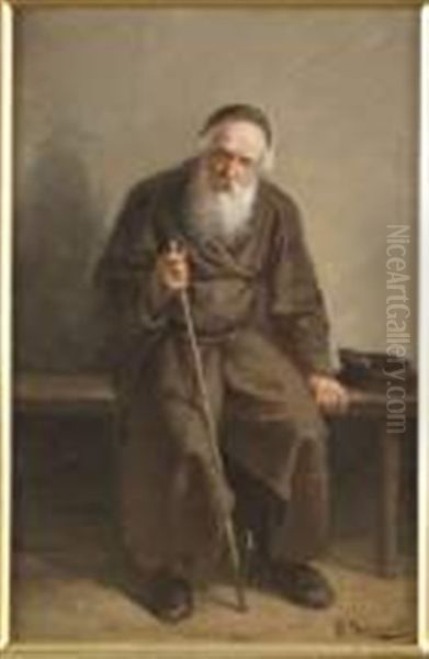 Vieil Homme Assis Oil Painting by Vladimir Egorovich Makovsky