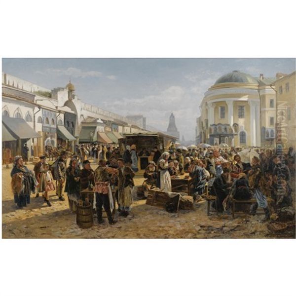 The Rag Market In Moscow Oil Painting by Vladimir Egorovich Makovsky