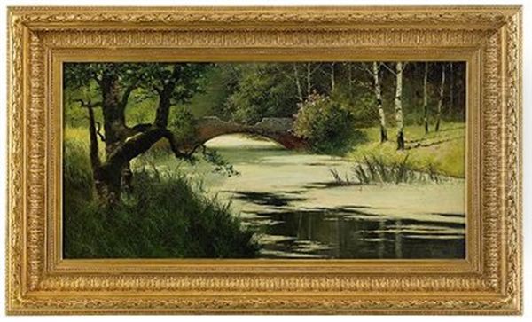 Bridge Over The Pond Oil Painting by Vladimir Egorovich Makovsky