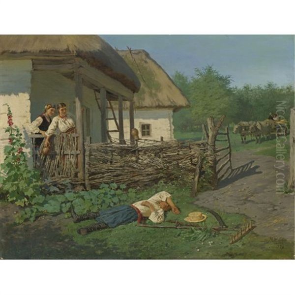 A Rude Awakening Oil Painting by Vladimir Egorovich Makovsky