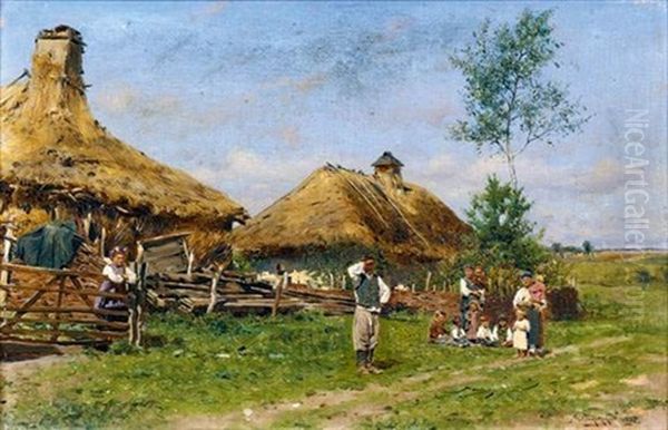 Famille De Moujiks Oil Painting by Vladimir Egorovich Makovsky