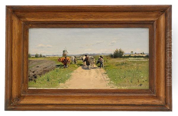 Cowherders In The Ukraine Oil Painting by Vladimir Egorovich Makovsky