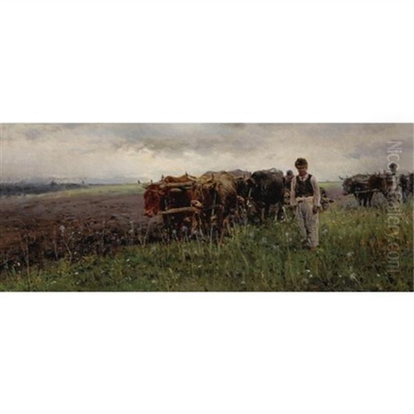 Ploughing The Fields Oil Painting by Vladimir Egorovich Makovsky