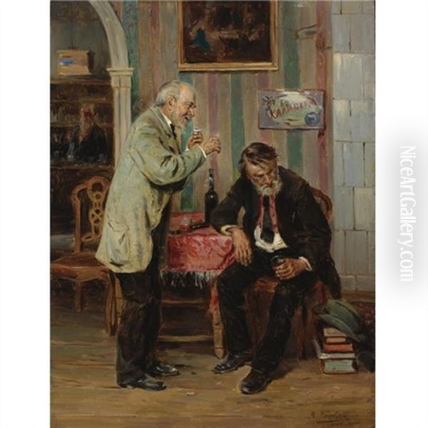 At The Bar Oil Painting by Vladimir Egorovich Makovsky