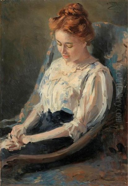 Contemplation Oil Painting by Vladimir Egorovich Makovsky