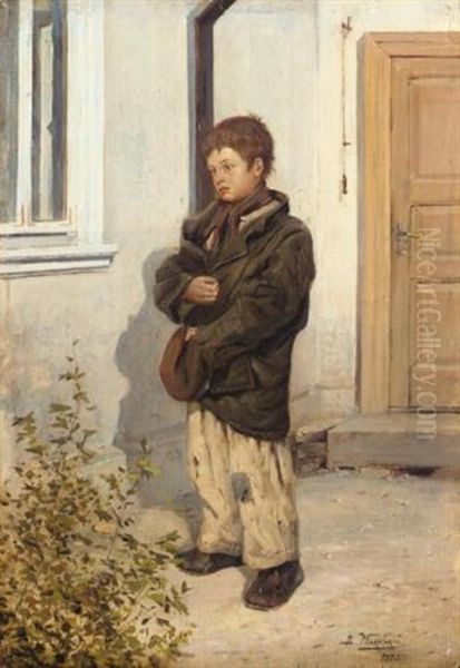 Portrait Of A Street Urchin Oil Painting by Vladimir Egorovich Makovsky