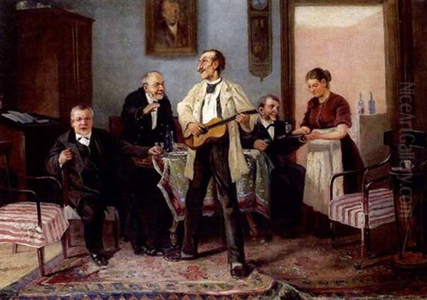 Les Buveurs Oil Painting by Vladimir Egorovich Makovsky