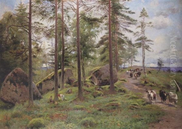 Mushroom Pickers In Finland Oil Painting by Vladimir Egorovich Makovsky