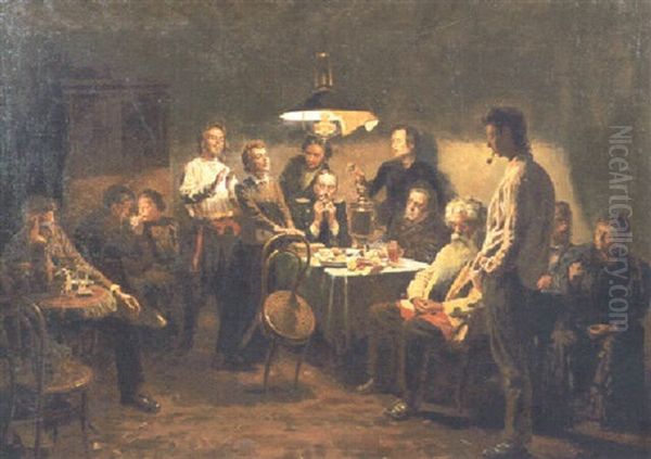 Kvallsmote Oil Painting by Vladimir Egorovich Makovsky