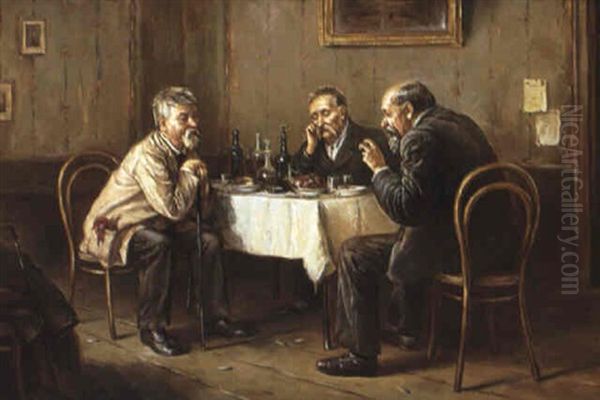 Samtal Vid Middagsbordet Oil Painting by Vladimir Egorovich Makovsky