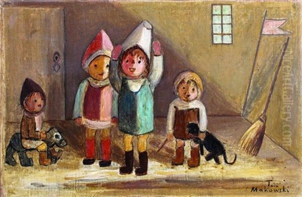 La Petite Famille Oil Painting by Tadeusz (Tade) Makowski