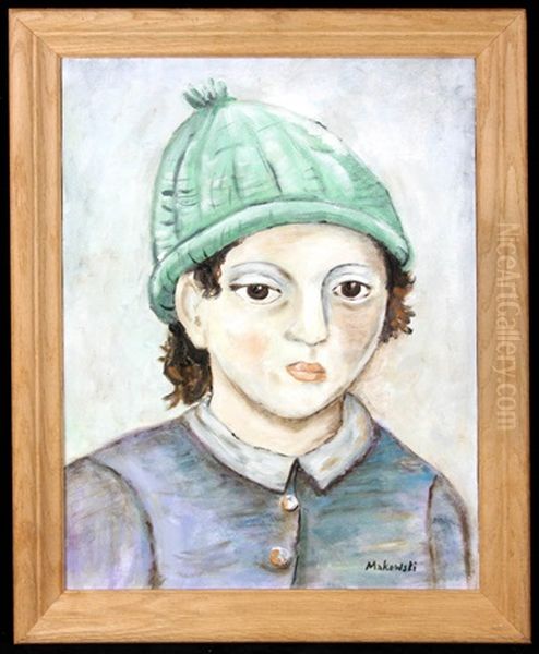 Portrait Of Boy Oil Painting by Tadeusz (Tade) Makowski