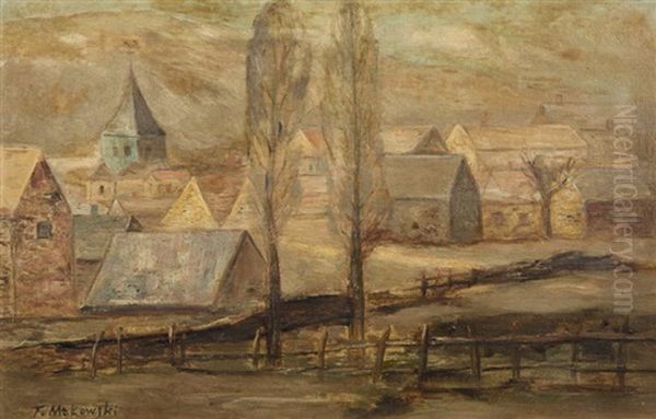 Village Normand (breuilpont) Oil Painting by Tadeusz (Tade) Makowski