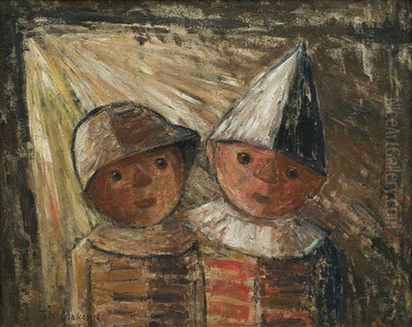 Two Children Oil Painting by Tadeusz (Tade) Makowski