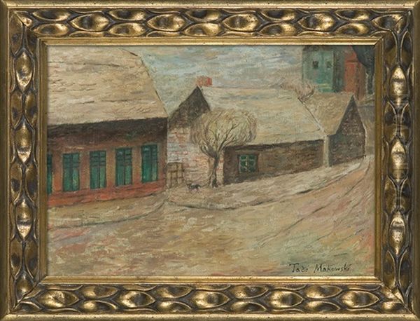 Houses In Breuilpont Oil Painting by Tadeusz (Tade) Makowski