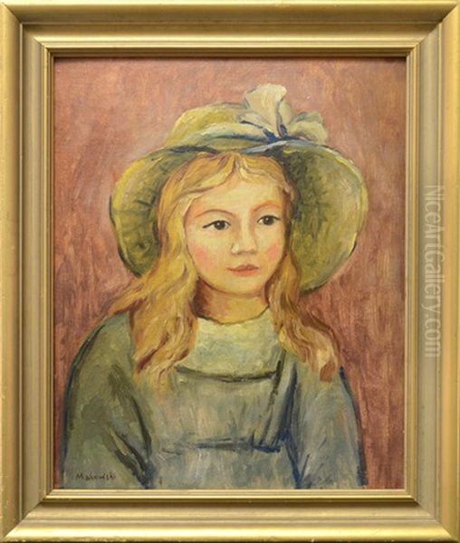 Portrait Of A Young Girl Oil Painting by Tadeusz (Tade) Makowski