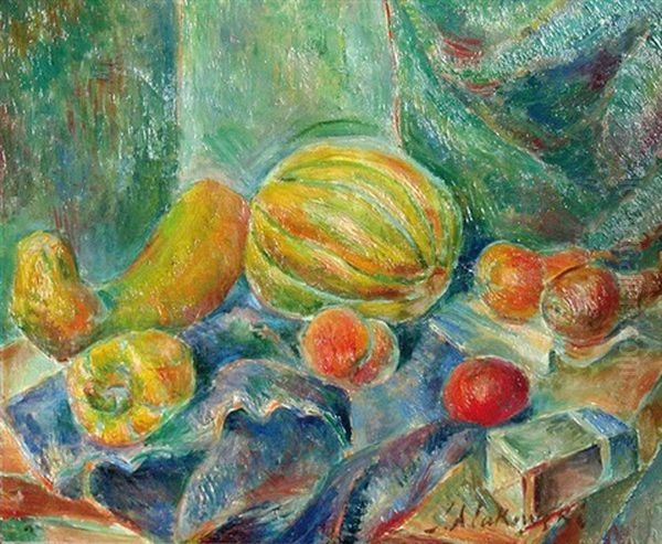 Nature Morte Au Melon Oil Painting by Tadeusz (Tade) Makowski