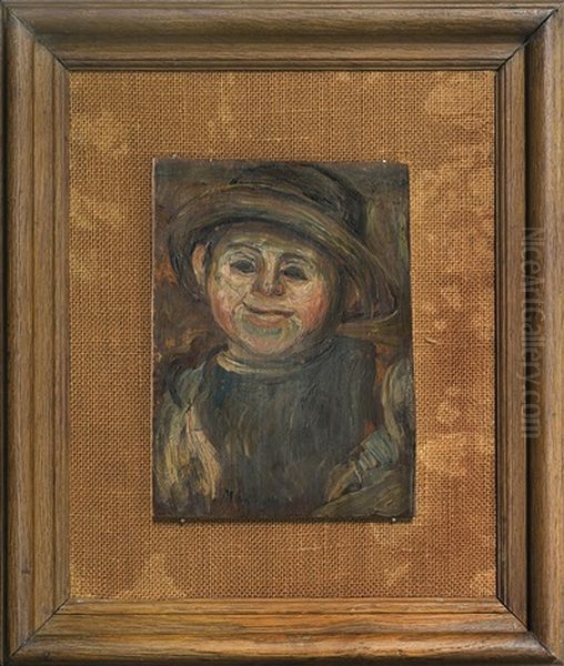 Boy In A Hat Oil Painting by Tadeusz (Tade) Makowski