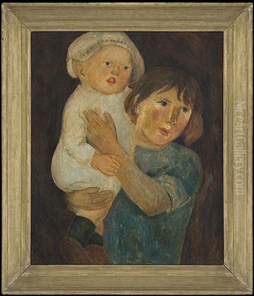 Dry-nurse With A Child Oil Painting by Tadeusz (Tade) Makowski