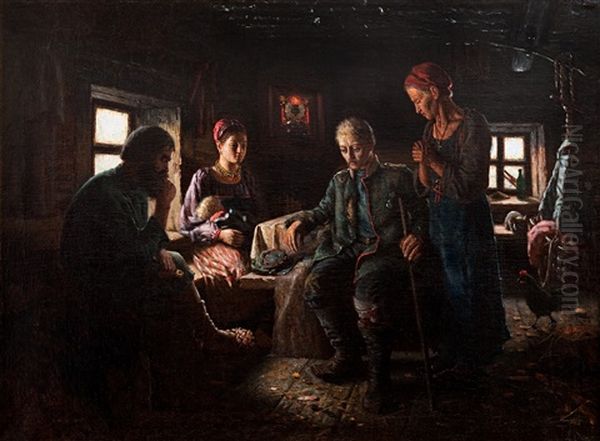 Sad News Oil Painting by Vasily Maksimov