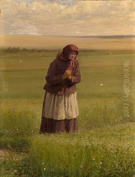 Old Woman In The Field (version Of By The Allotment) by Vasily Maksimov