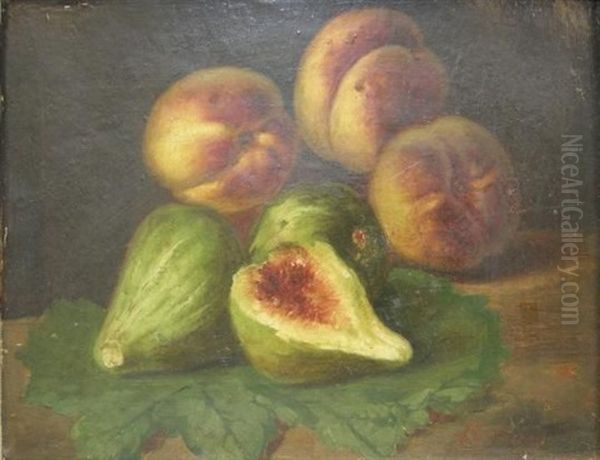 Still Life With Figs And Peaches Oil Painting by Francesco Malacrea