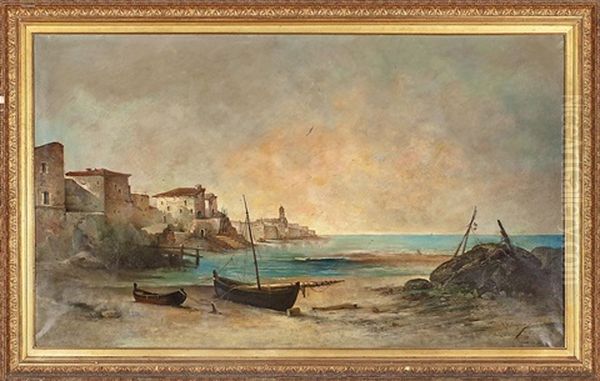 Playa De Tossa De Mar Oil Painting by Elvira Malagarriga Amart