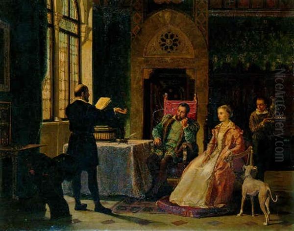 Der Vortrag Eines Kunstlers Vor Grossherzog Cosimo I. Von Toskana Und Seiner Gemahlin Oil Painting by Narciso Malatesta