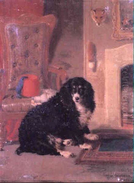 By His Master's Chair Oil Painting by William Malbon