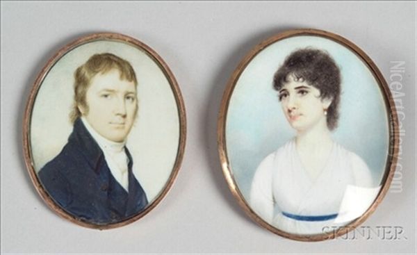 Portrait Of Henry Hubbard (+ Portrait Of Mary Polly Greene Hubbard; Pair) Oil Painting by Edward Greene Malbone