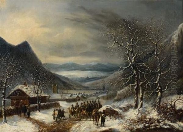 Remise Des Clefs A Napoleon Dans Un Paysage D'hiver Oil Painting by Louis-Claude Malbranche