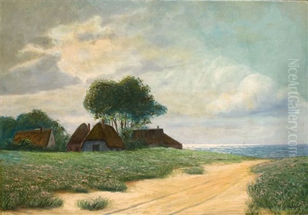 Ahrenshooper Katen Uber Dem Meer, Abendstimmung Oil Painting by Friedrich Malchin