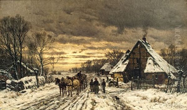 Winterlandschaft Oil Painting by Karl Wilhelm Christian Malchin