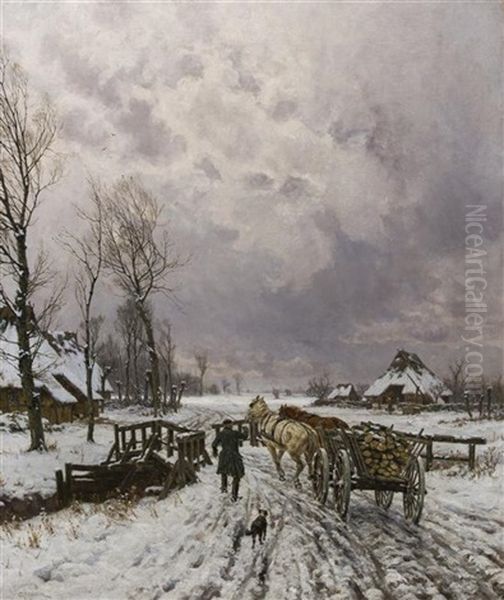 Horses Carting The Lumber; Mecklenburg, Germany by Karl Wilhelm Christian Malchin