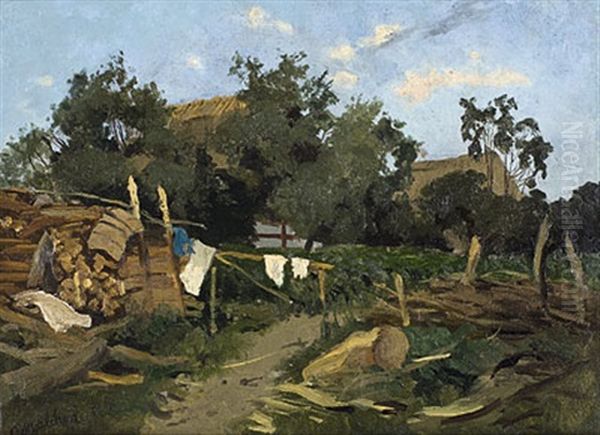 Weg Am Gehoft Oil Painting by Karl Wilhelm Christian Malchin