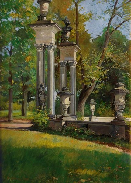 At The Palace Garden Oil Painting by Karl Wilhelm Christian Malchin