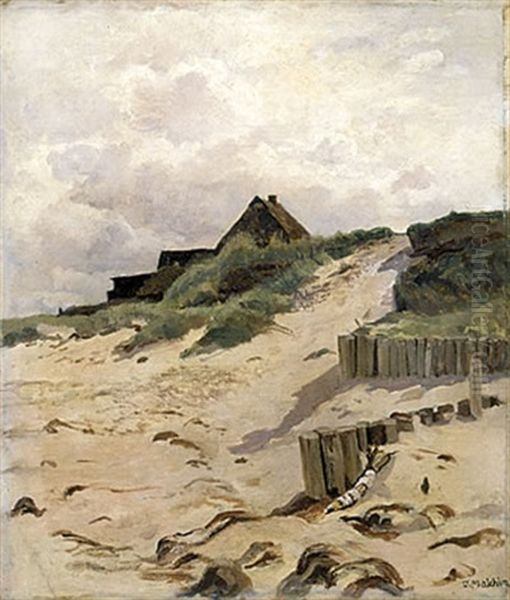 Alte Kate Auf Der Dune, Ahrensloop Oil Painting by Karl Wilhelm Christian Malchin