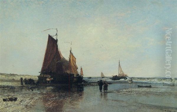 Am Strand Von Scheveningen Oil Painting by Carl Freiherr Von Malchus