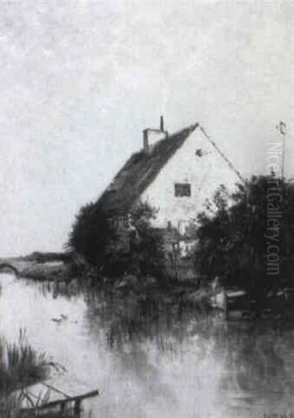 Haus Am Flus Oil Painting by Carl Freiherr Von Malchus