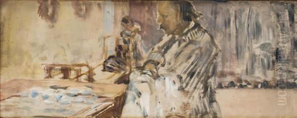 My Life. Sketch For Central Panel Of Triptych Oil Painting by Jacek Malczewski