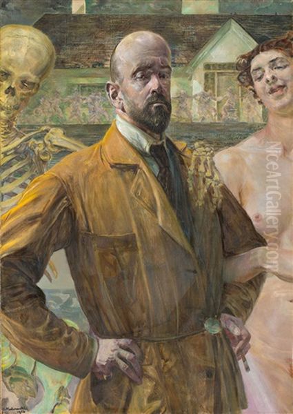 Autoportret - Zycie I Smierc Oil Painting by Jacek Malczewski