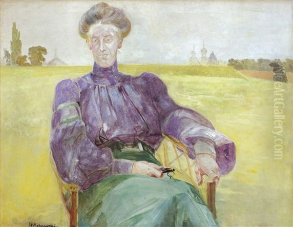 Portrait Of His Wife - Maria Oil Painting by Jacek Malczewski